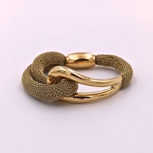 A&M Gold Mesh Bracelet w/Gold Metal Polished Loop